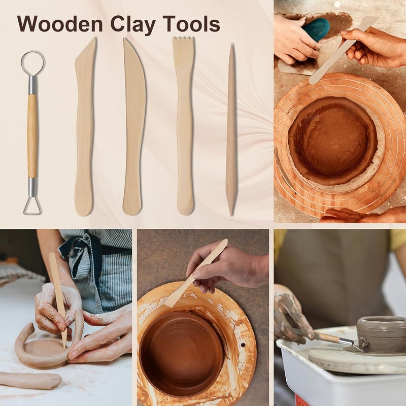 Amrules Clay Tools Kit, 43 PCS Pottery Tools, Practical Polymer Clay Sculpting Tools Kit, Air Dry Clay Tools Set for Beginner, Adults, Pottery Craft, Carving, Drawing, Molding, Modeling, Shaping - Image 3